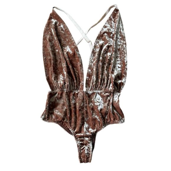 We Are HAH Women’s Hot As Hell Comin in Haht Plunging Velvet Bodysuit Size XS - Picture 2 of 8